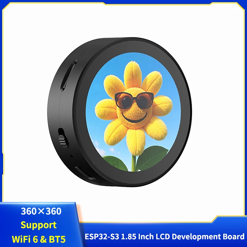 

ESP32-S3 1,85-дюймовый круглый сенсорный ЖК-дисплей, макетная плата 360 × 360 AI, поддержка речи, Wi-Fi и Bluetooth для XiaoZhi
