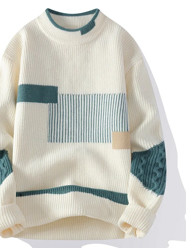 

Men's f High Collar Knitwear Winter New Sle Loose Color Blo Knitted Base irt Korean Faion Breathable Long Sve