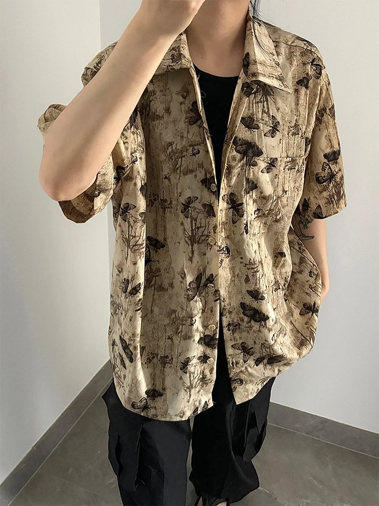 

Retro Watercolor Print ort Sve Casual irt Loose Fit Summer Mens Womens Top Slimming Drapey Leisurewear