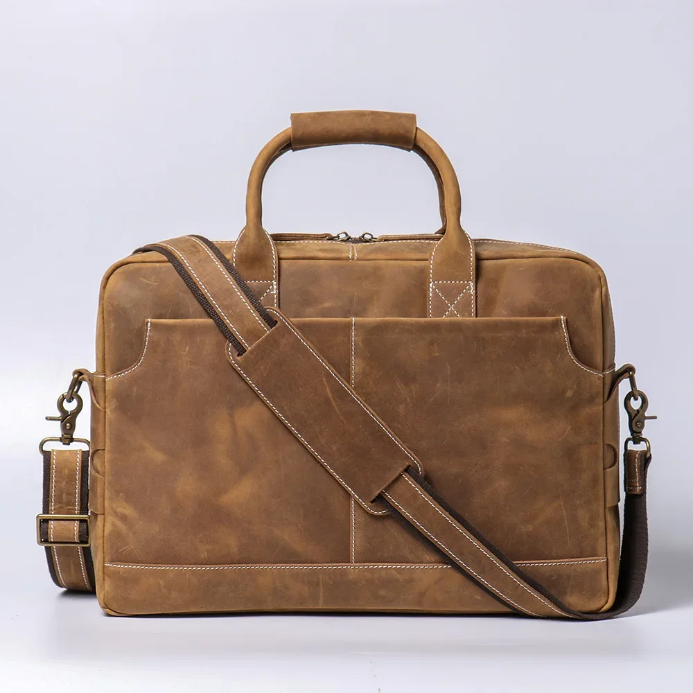 Vintage Leder Aktentasche für Männer, Schulter tasche für Business und täglichen Gebrauch