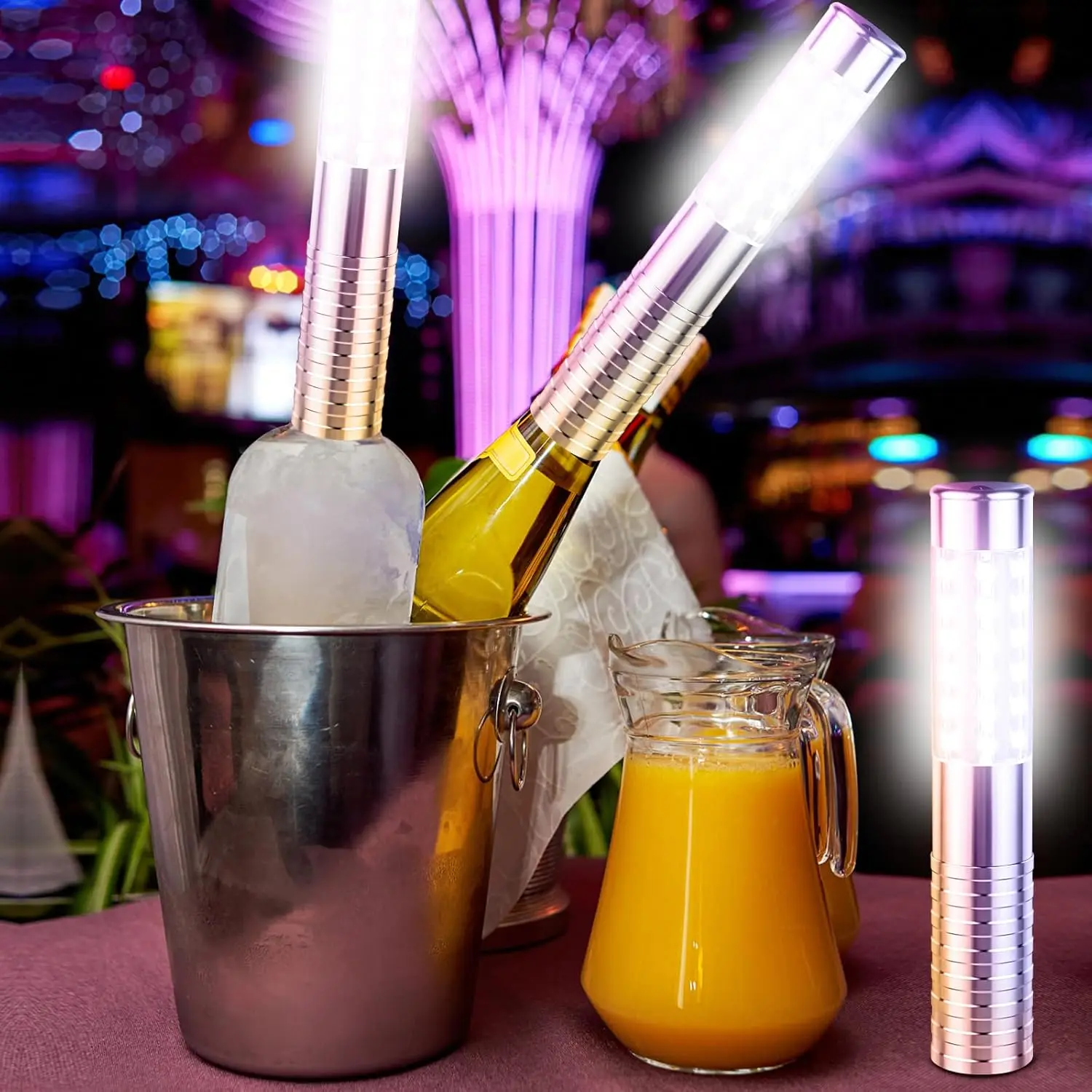 

E5 Rechargeable Flashlight LED Flash Sticks Atmosphere Champagne Wine Bottle Light for Nightclub KTV Bar Strobe Baton Flash Rod