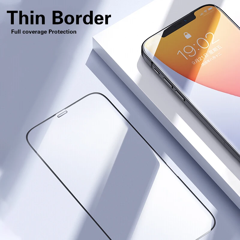 4PCS Full Cover Protective Glass For iPhone 13 12 11 Pro Max Screen Protector For iPhone 6 7 8 Plus X XR Xs Max 13 Mini Glass