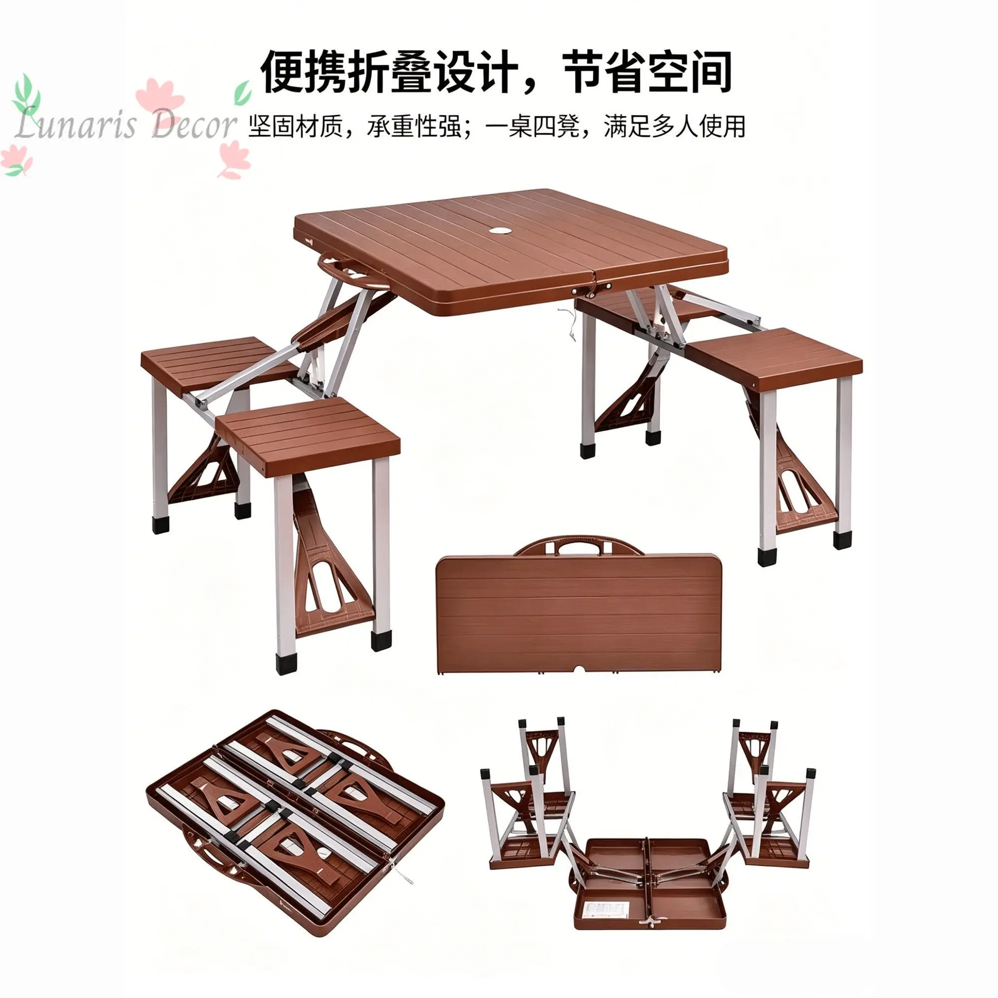 Portable folding table and chair set - outdoor camping, travel, dining, promotional display table, outdoor folding table
