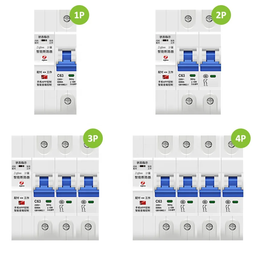 1P/2P/3P/4P Surge Protector Industrial Remote Control Reclosing Tuya Zigbee Smart MCB Circuit Breakers Switch