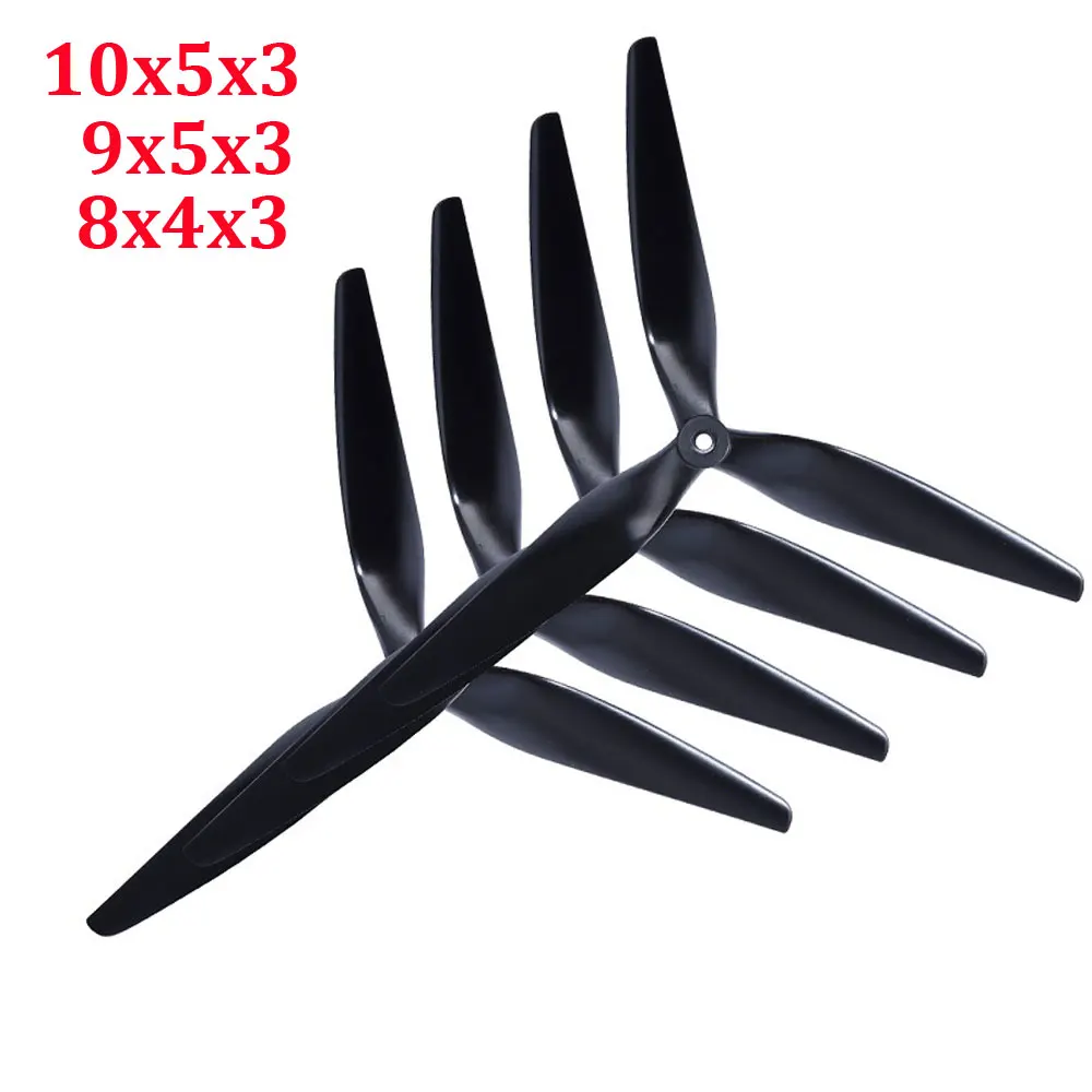 4szt HQ Macroquad Prop 10X5X3 / 9X5X3 1050/9050 10Inch/9Inch/8Inch 3 Blade / Tri-blade Black-carbon Reinforced Nylon Propeller