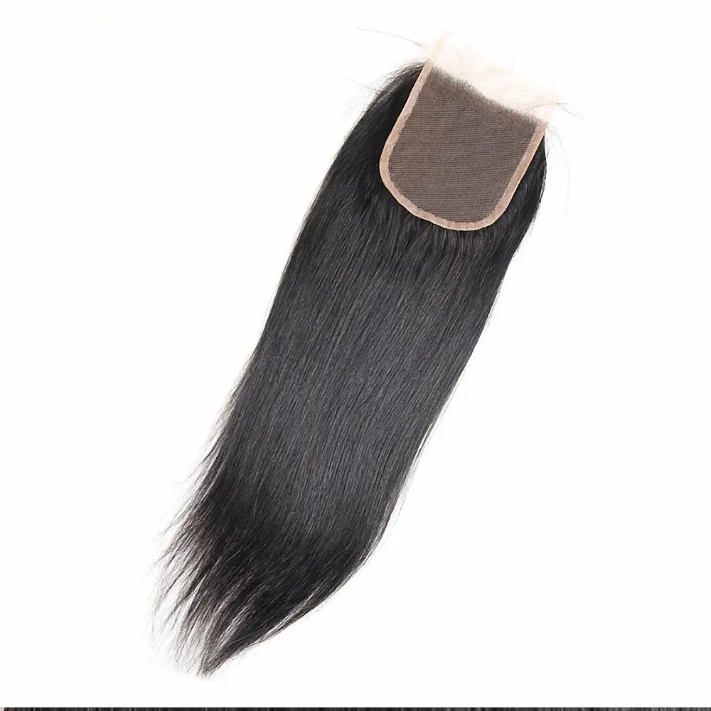 4X4 Transparent Lace Closure Peruvian Remy Hair Straight Closure Human Hair 4 By 4 Lace Closure Only Natural Color Free Style