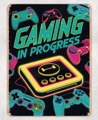 Gaming Console Video Games Metal Poster Wall Tin Sign Man Cave Shed Home Plaque --Tin Sign