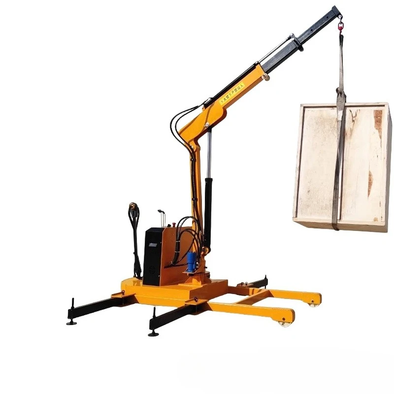 Small fully automatic hydraulic mobile crane hoist 2 tons household lifting crane rotating small truck crane