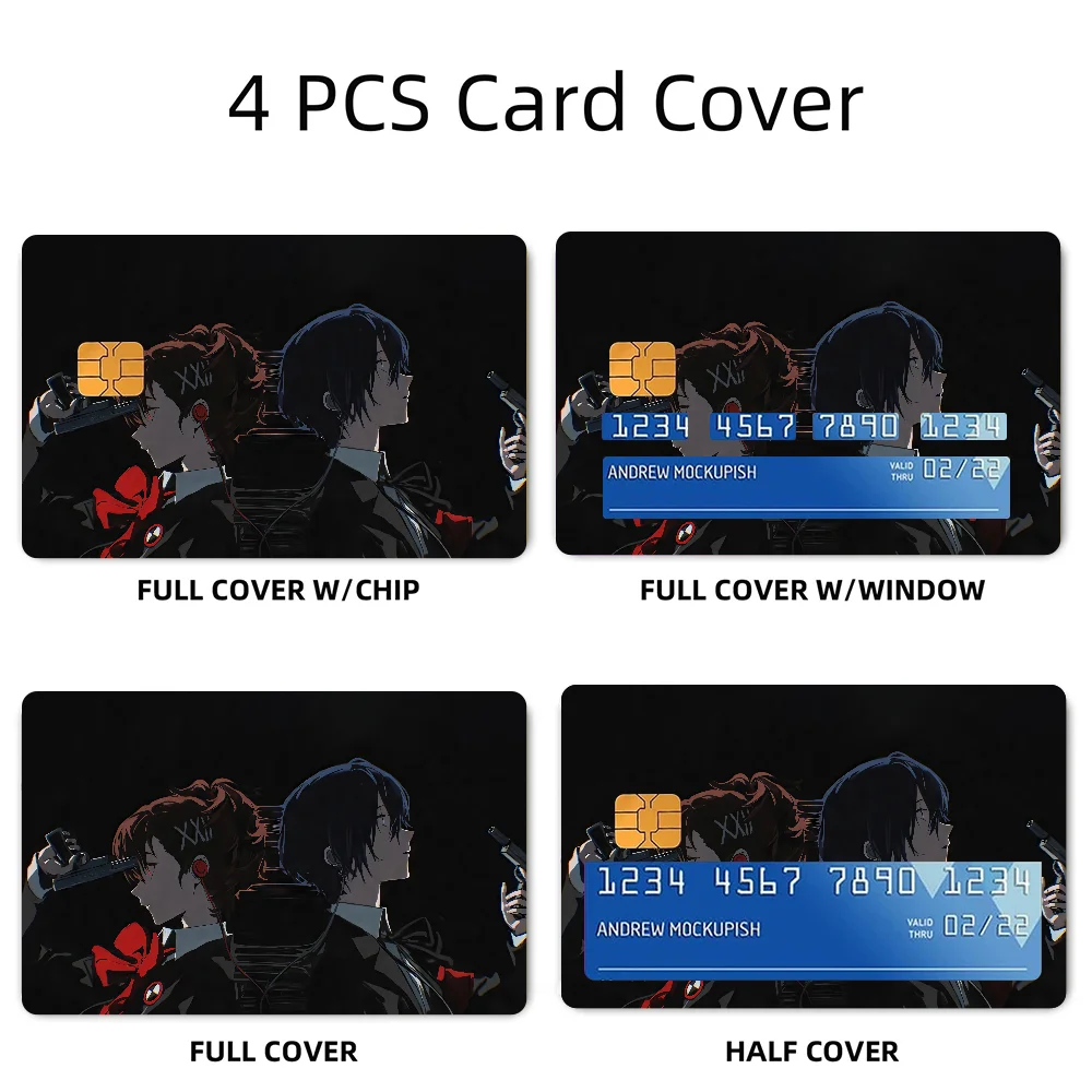 Game P-Persona 3 Stickers 4pcs PVC Card Skin Stickers for Bank Card Bus Metro Card Case Decorate Gift
