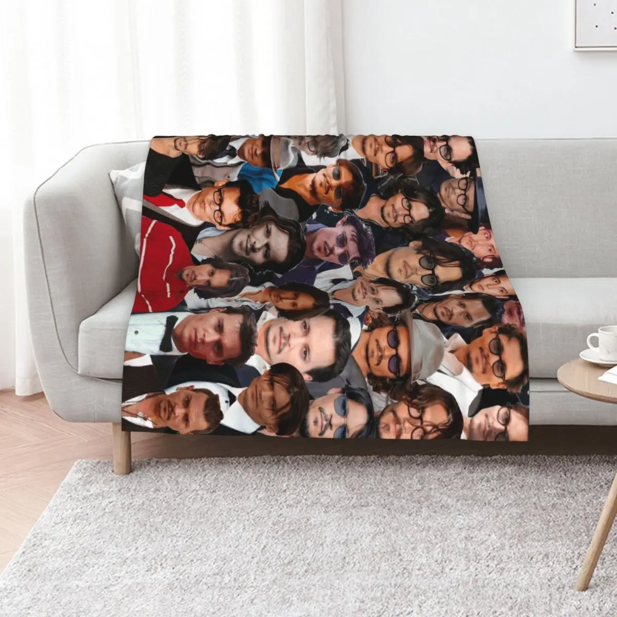 

Johnny Depp Photo Collage Throw Blanket Retros Hairy Thin Loose Blankets