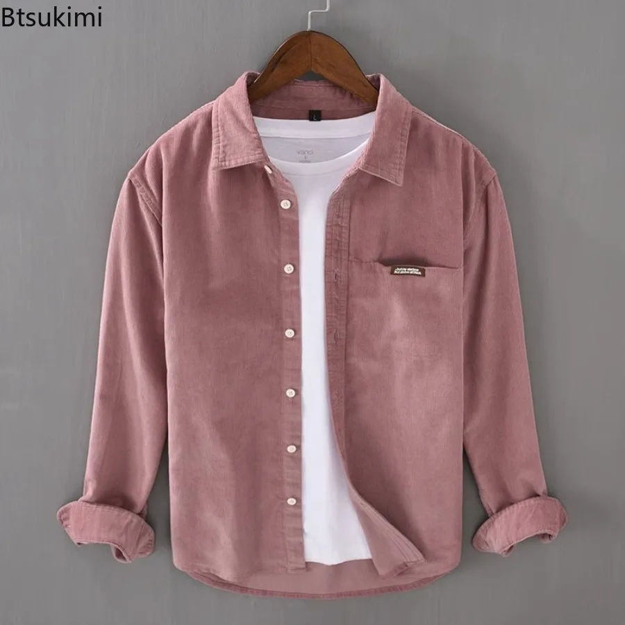 

Men's Corduroy Long Sleeved Shirt Jacket Spring and Autumn Thin Style New Shirts Hong Kong Trend Brand Casual Clothes for Men