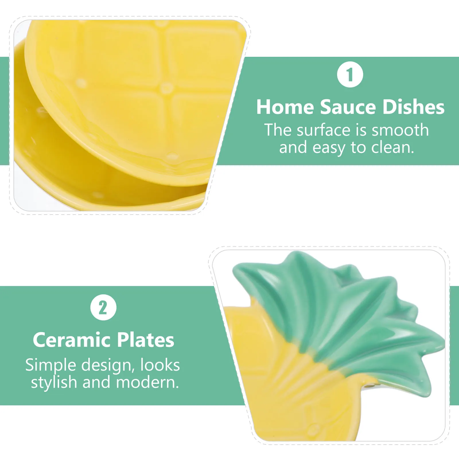 

2Pcs Ceramic Pineapple Shape Dish Set Seasoning Sauce Plate for Oil Vinegar Salt Chili Powder Storage Appetizer