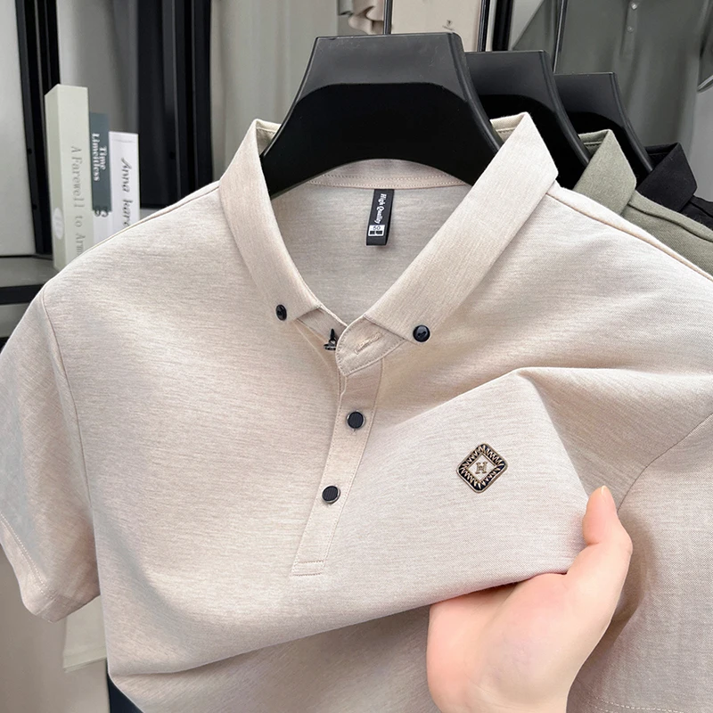 

Summer New Style Comfortable and Breathable Solid Color Men's Polo Shirt High-End Business Fashion Lapel Casual Men's Wear