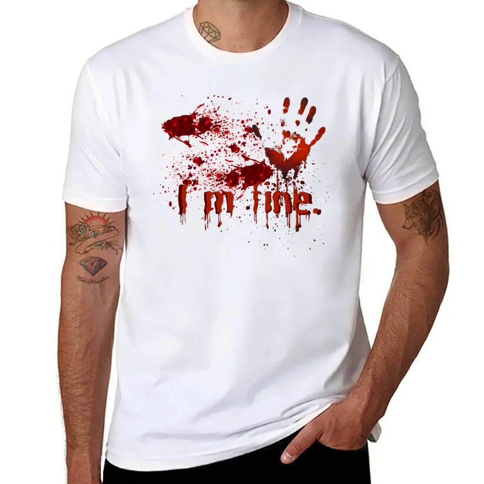 

I_m fine blood bloody Halloween, Im fine T-Shirt t shirt man designer g man t shirts for men T-Shirt