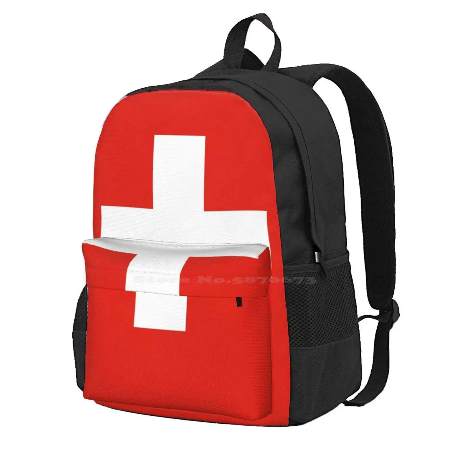 

Flag Of Switzerland Hot Sale Schoolbag Backpack Fashion Bags Switzerland Country Flag Emblem Symbol Nation Identity Region