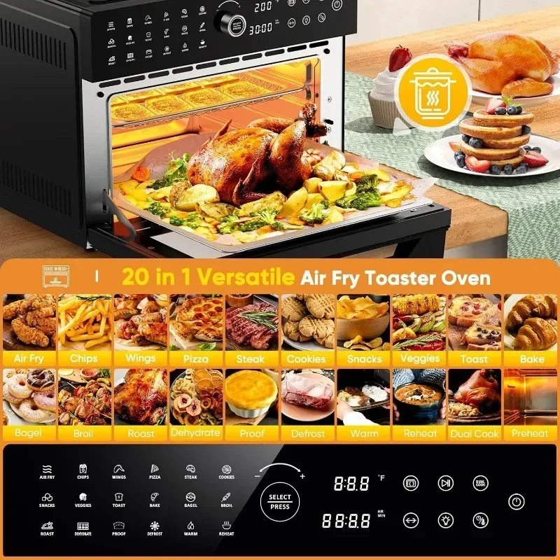 32qt extra grande fritadeira de ar forno fritadeira de ar circulação de ar quente para alimentos mais saudáveis cozinhar aparelhos de forno de rack duplo