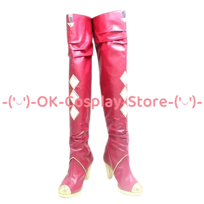 Rosemi Lovelock Cosplay Boots Youtuber Vtuber Cosplay Shoes  Halloween Carnival Prop High Heel Red PU Leather Shoes Custom Made