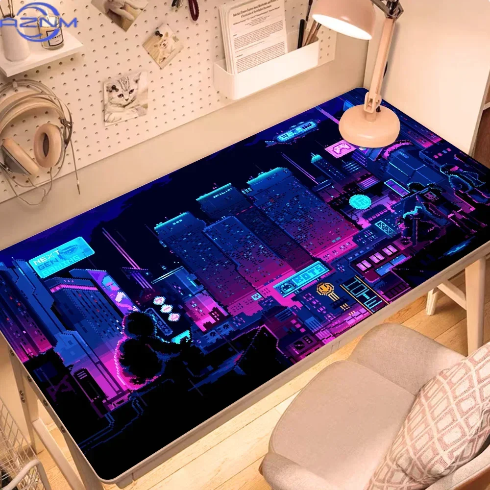 Hot Sell City Neon Pixel Large Mouse Mat Gaming Mousepad Gamer Mousepads Rubber Keyboard Mats Desk Mats XXL Mouse Pads 900X400