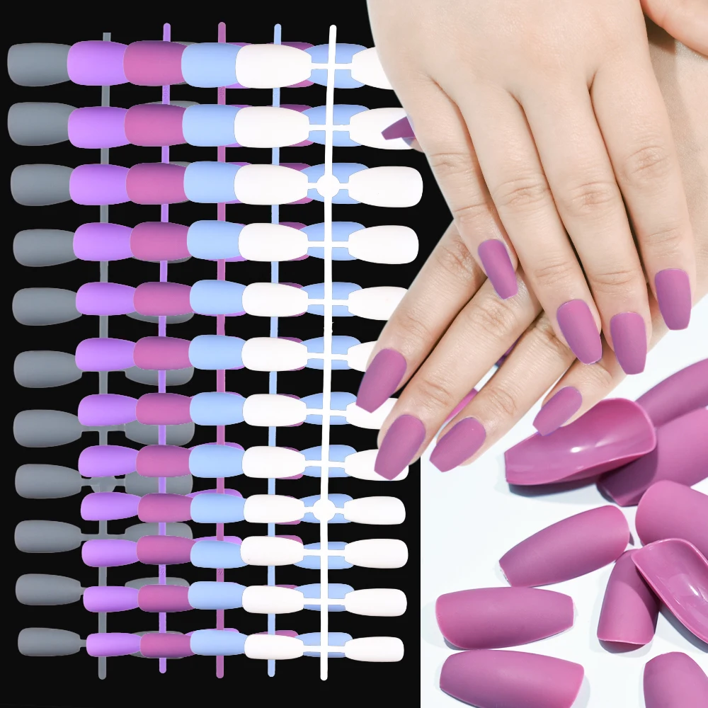 120 Stuks Kist Matte Pers Op Nagels Matte Matte Afneembare Tips Voor Nagelverlenging Manicure Art Groothandel Nep Valse Nagels # #