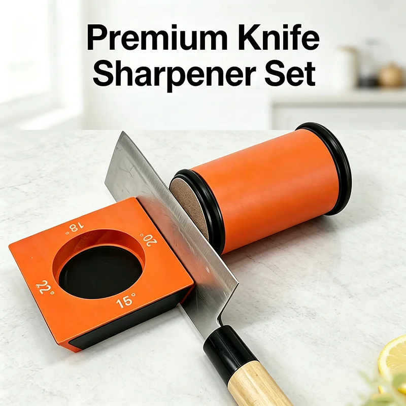 15/18/20/22° 4-Angle Rolling Knife Sharpener Magnetic Wood Base Diamond Grinder Sharpening System Woodwork & Kitchen Tool