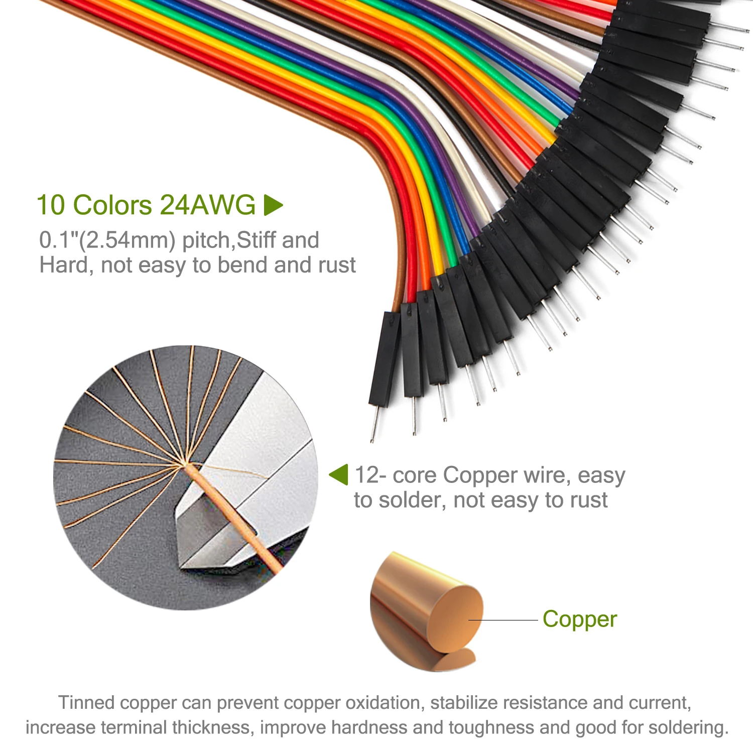 Copper Jumper Wire Dupont Cable 10cm 20cm 30cm Male Female 24AWG Solderless Flexible Line Connector for DIY Arduino Breadboard