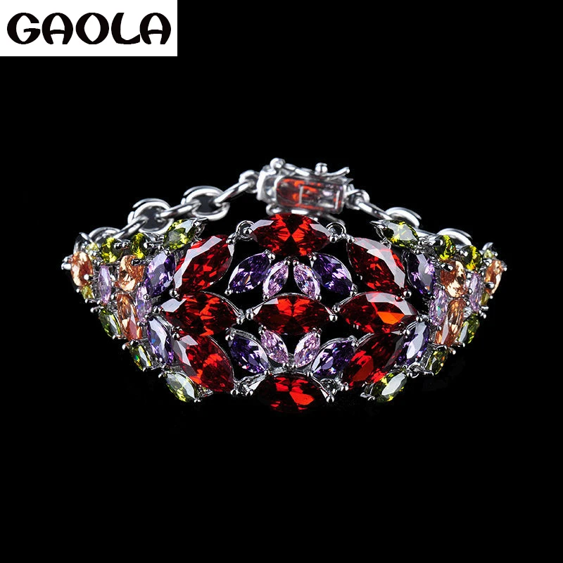 

Fashion Flower Zircon Bracelets High Quality Luxury CZ AAA Cubic Zirconia Bracelets for Women free shipping GLS0237