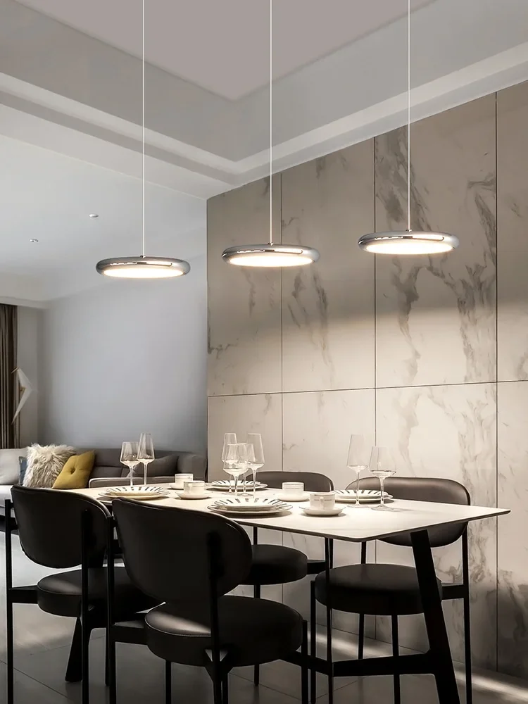 

Simple three-head bar chandelier Nordic minimalist round long plate dining table meal