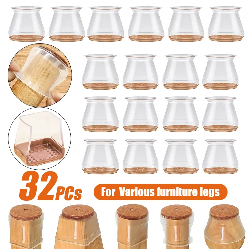 

4~32PCs Chair Leg Floor Protectors Rubber Feet Protector Pads Furniture Table Socks Plugs Cover Furniture Feet Reduce Noise