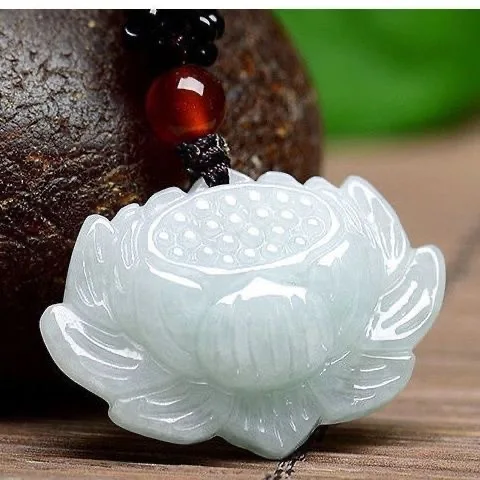 

Natural Jade Lotus Pendant, Jade Women's Pendant, Handmade Jewelry, Jade Gift