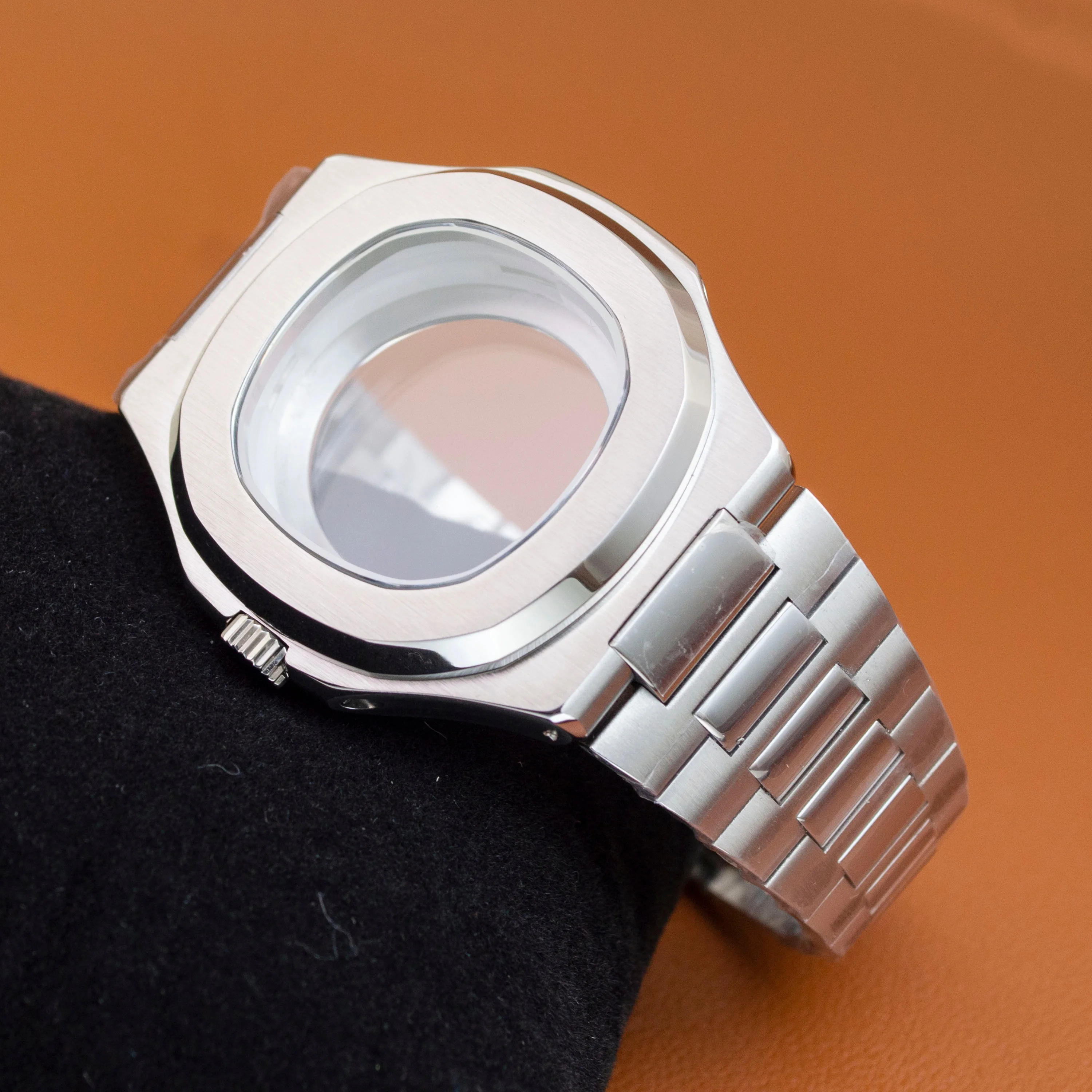 

Mod NH35 Watch Case 316L Stainless Steel 25mm Strap Sapphire Glass Case for NH35 NH36 NH38 Movement Nautilus Watch Case