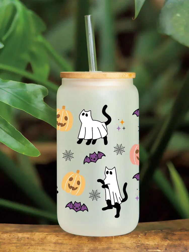 UV DTF Transfer Sticker Cartoon Halloween Pattern For The 16oz Libbey Glasses Wraps Bottles Cup Sticker D19656