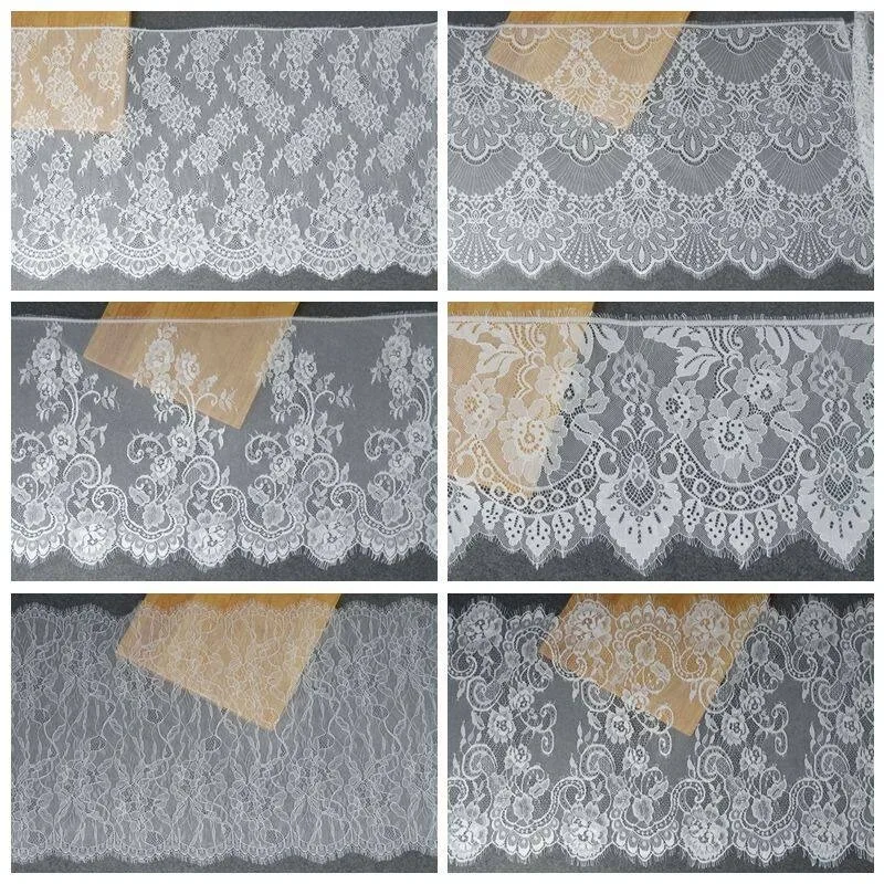 3m/lot French Soft Thin Tulle Single Double Eyelash Lace Trim Fabric For DIY Clothing Wedding Dresses As Garment Accessories Set