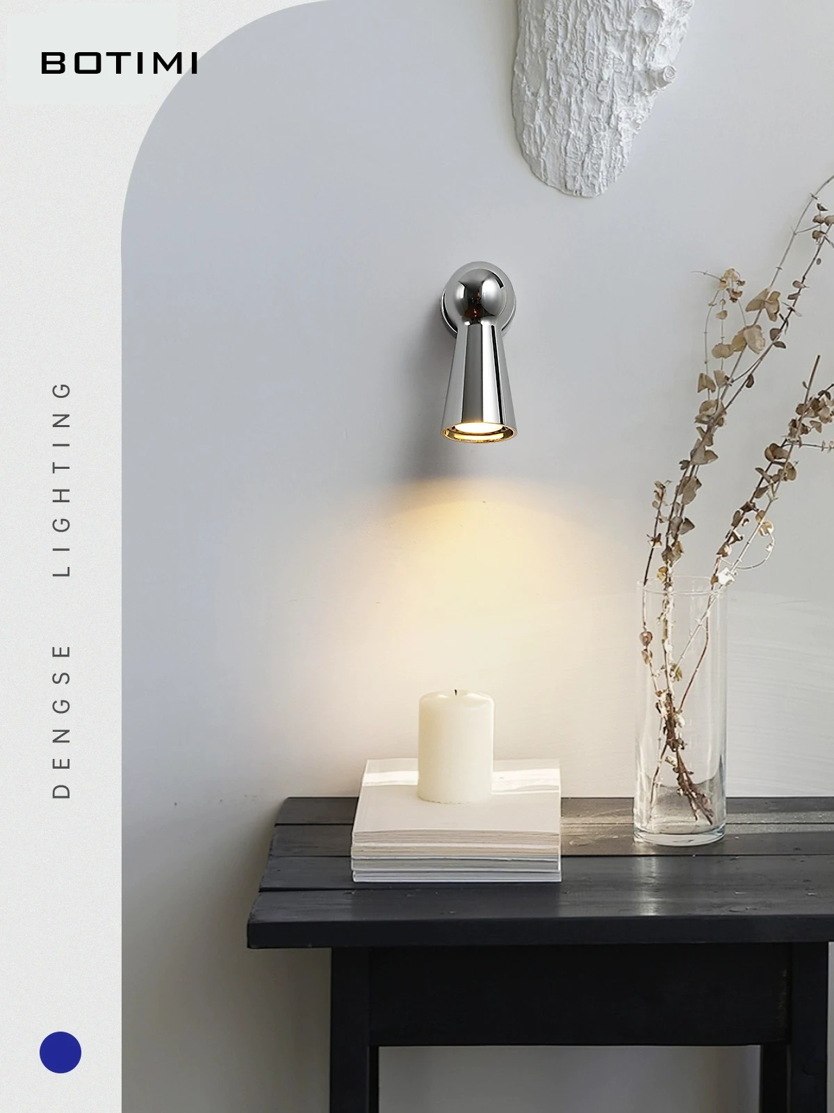 BOTIMI Modern Wall Lamp For Bedroom Bedside Nordic Aluminum Wall Sconce Background Wall Aisle Lights Home Deco Silver Luminaire