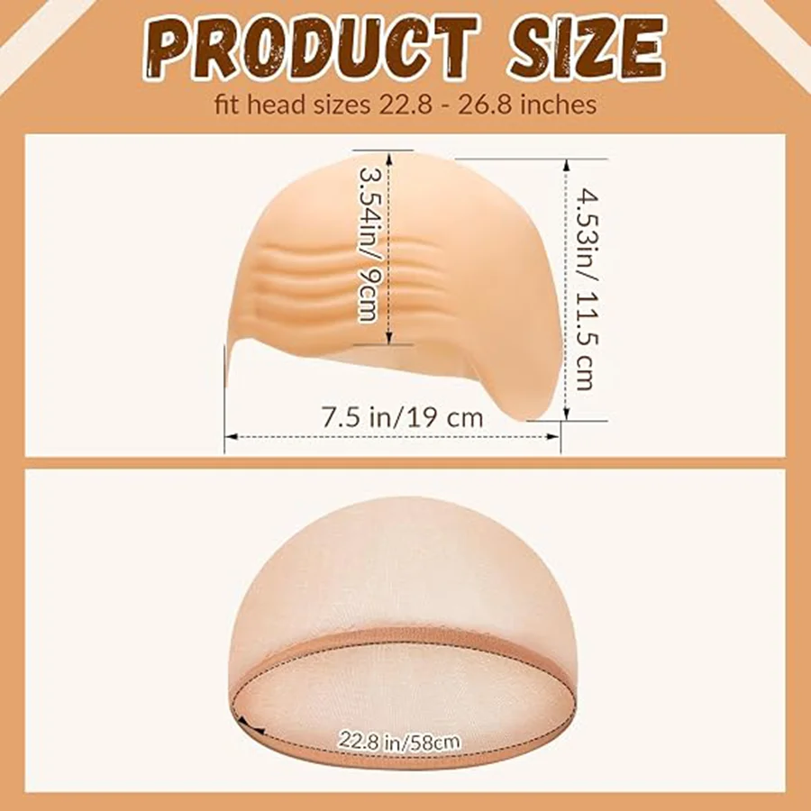 2 pcs Bald Caps Latex Bald Cap with Nylon Wig Caps Makeup Costume Accessories Adult Cosplay Party Supplies
