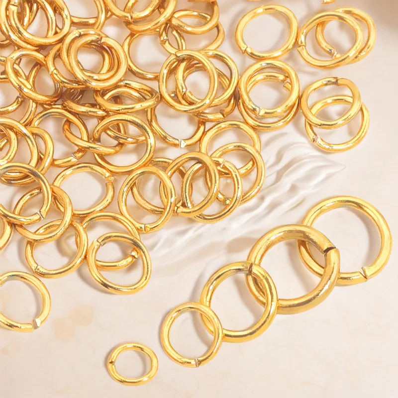 304 stainless steel 18K gold open ring, connecting small circle DIY jewelry accessories necklace ring hand chain ring B004