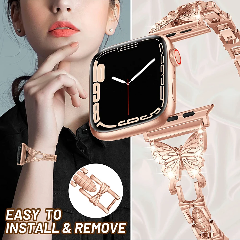 Bling straps for apple watch series 9 8 7 6 5 4 3 se 41mm 40mm 38mm 44mm 45mm 42mm band metal strap iwatch Ultra 2 49mm bracelet