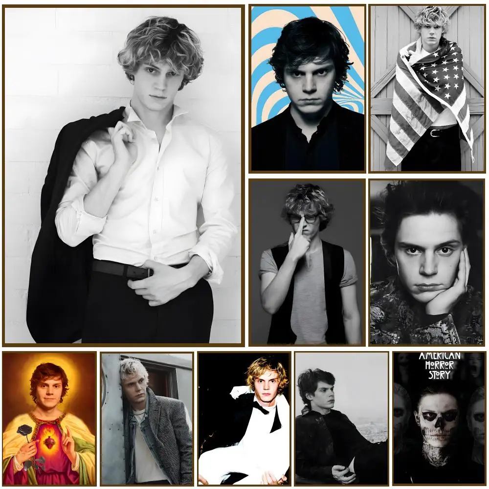 Evan Peters Celebrity Dark Portrait Poster Self-adhesive Advanced Aesthetic Printing Paper Wall Art for Living Room Home Decor