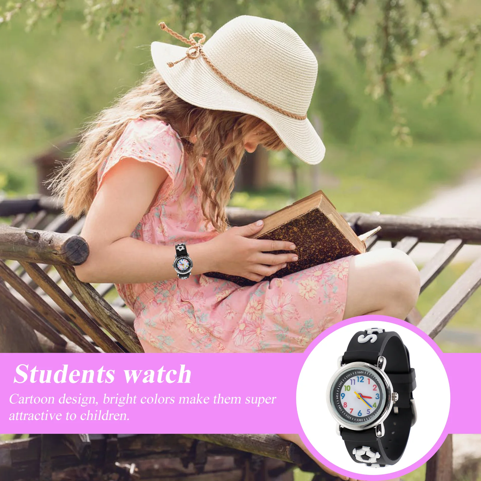 Quartz Watch Wrist 3D Cartoon Football Pattern Large Dial Easy Read Student Watch Durable Gift for Football Lover