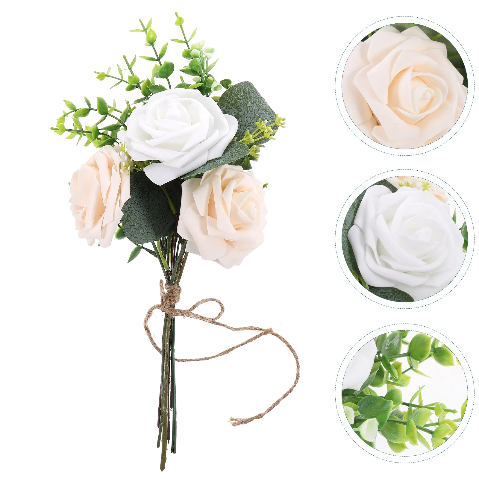 

White Bride Holding Bouquet Wedding Photography Props Bridesmaid Simulated Roses Milk White Table Centerpiece Artificial Flower