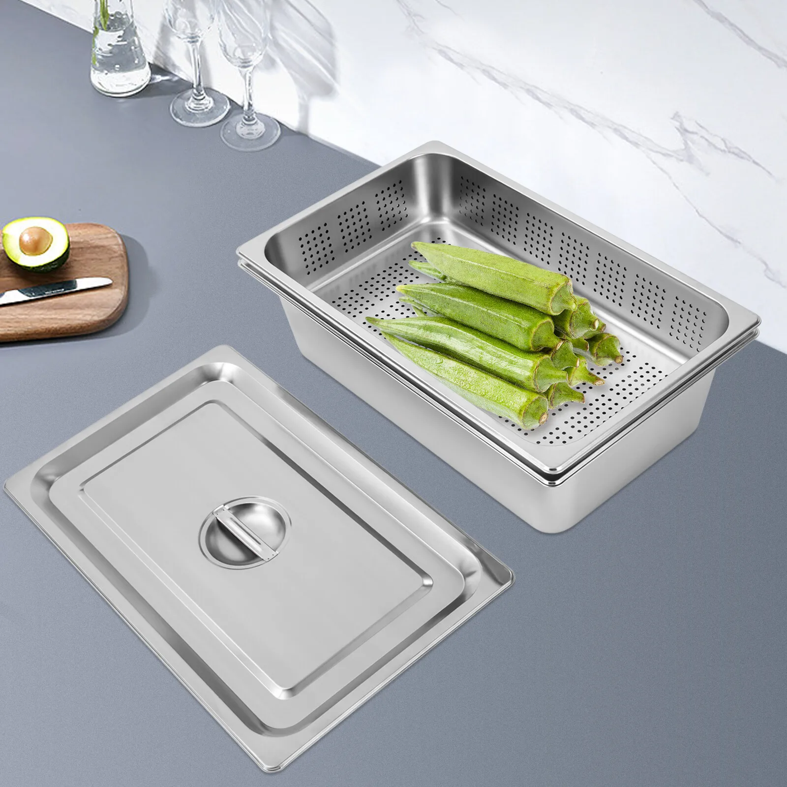

3-Pack Full Size Hotel Pan Steam Table Pan Restaurant Dishes Food Warmer Tray