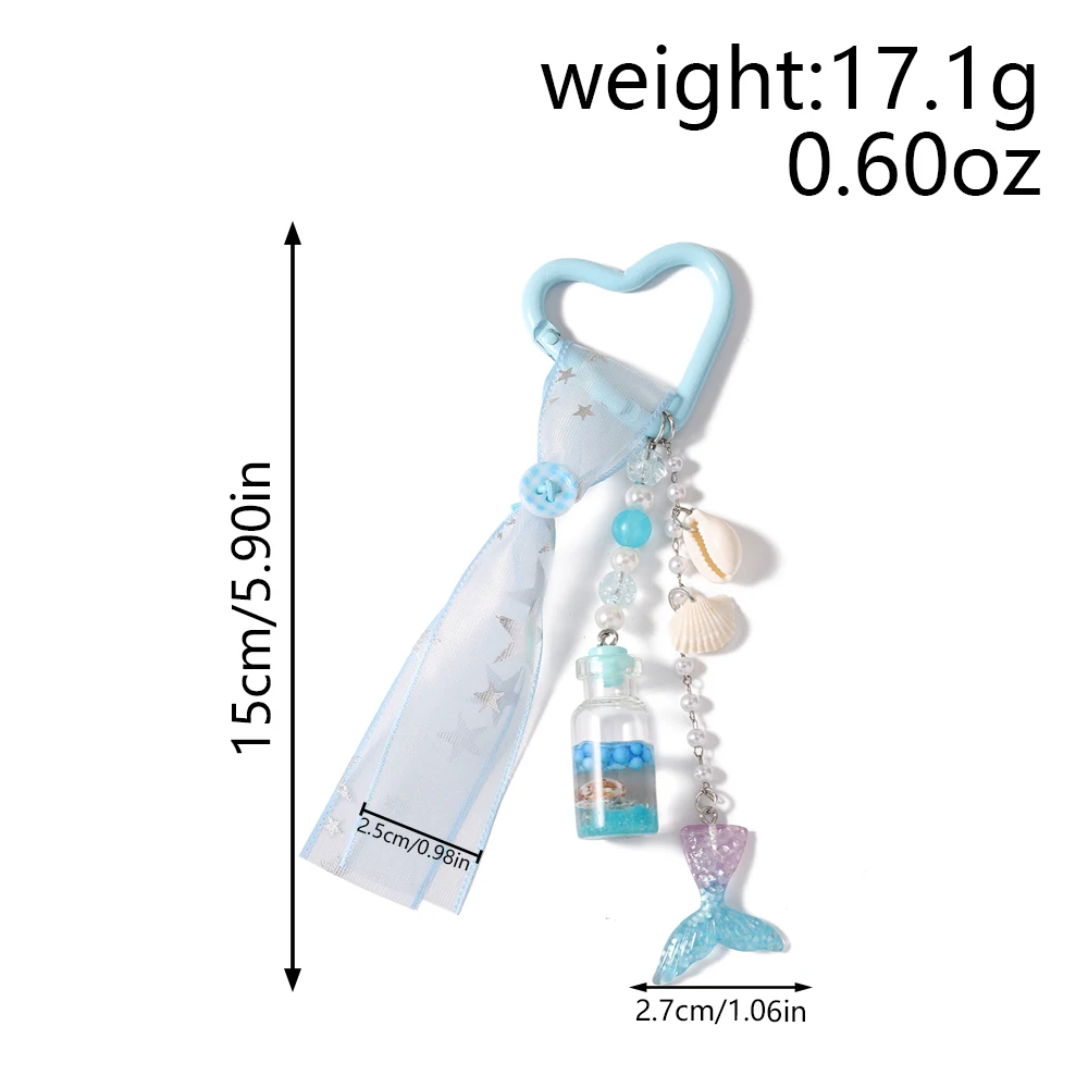 Aihua Satin-Spitzen-Meerjungfrauen-Taschenanhänger, Schlüsselanhänger, modischer Perlen-Muschel-Flaschen-Meerjungfrauen-Schlüsselanhänger, Handtaschen-, Rucksack- und Hosenanhänger, Geschenke – Detail 6