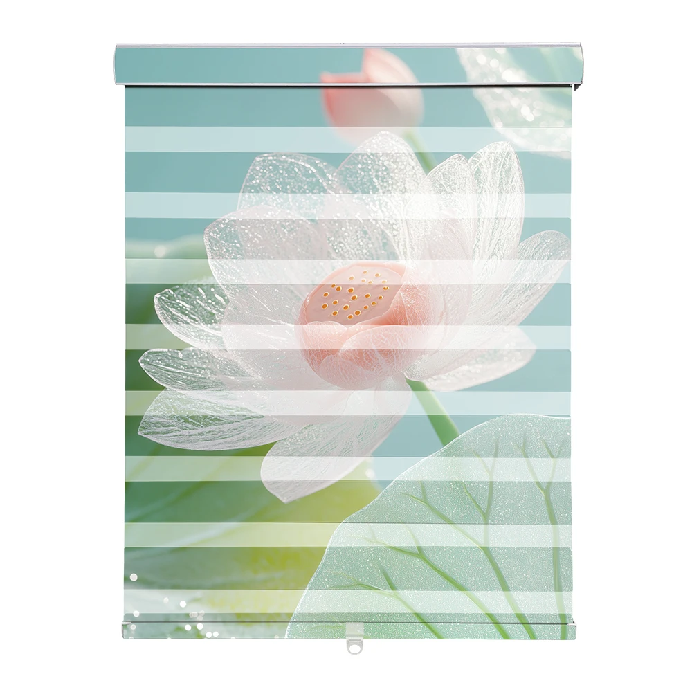 Digital Printed Custom DIY Pattern Cordless Motorized Smart Zebra Blinds, Alexa Voice Control Day & Night Window Shades for Pray