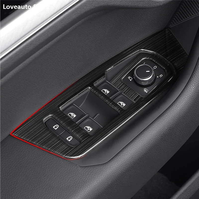 

Car Door Window Lift Switch Button Cover Trim Panel Stainless Steel Accessories for VW Touareg 2021 2020 2019