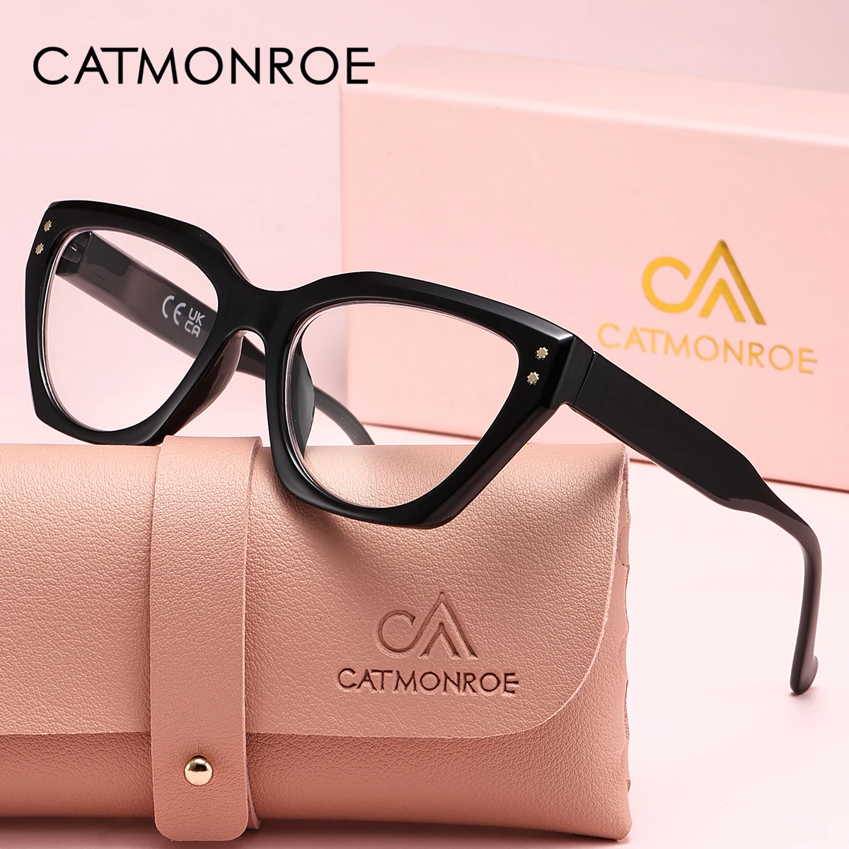CATMONRNOE Cat's Eye Makeup Face Shape Women's Presbyopia Glasses Square Frame Fashionable Daily Reading and Writing Comfortable
