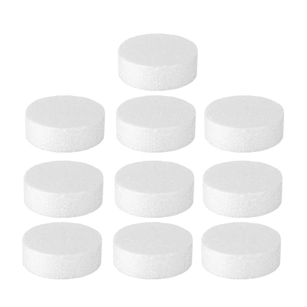 10 Pcs Cake Model Foam Cylinder Shape Material Circles for Crafts Round Dummies Polystyrene Blocks