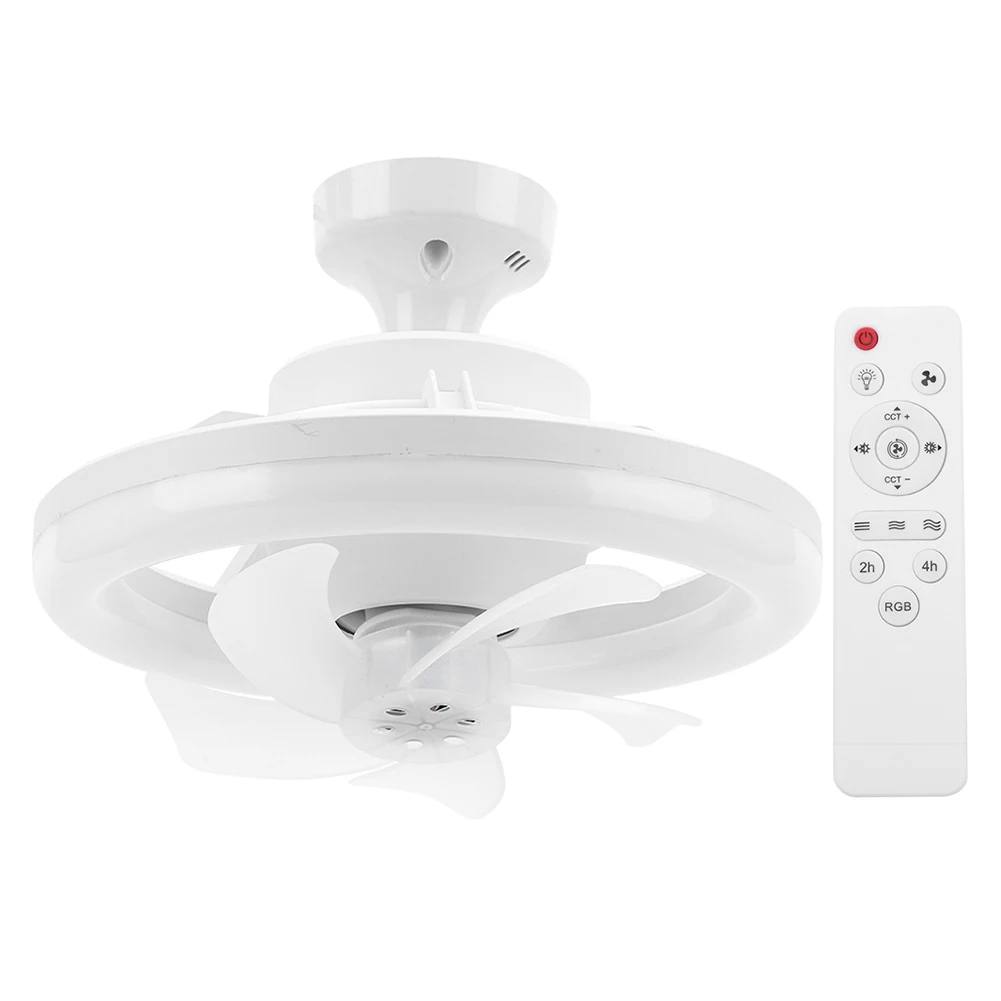 Mini Chandelier Ceiling Fan Flush Mount Ceiling Fan with Light RGB/3 Colors Dimmable Remote Control Indoor LED Ceiling Fan Light