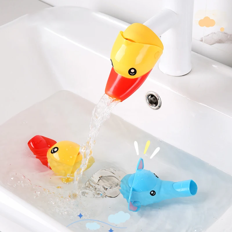 Children Kids Faucet Extender Washing Hands Toy Duck Faucet Extender Cartoon Baby Hand Washing Extension Splash Water Extender