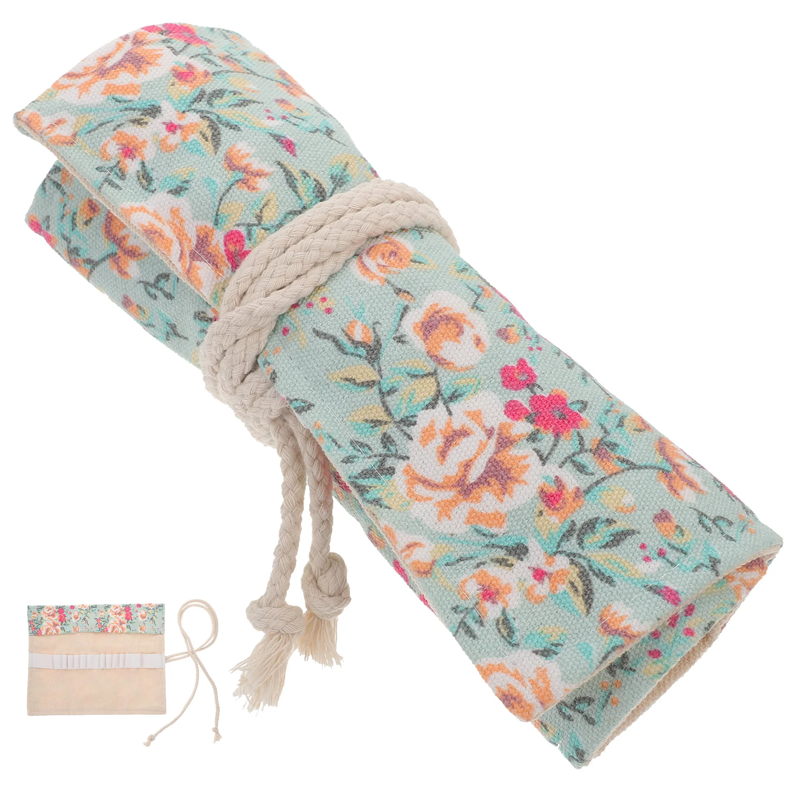 Organizador de lápices de colores con diseño Floral rosa, soporte para tejer, estuche de almacenamiento, bolsa portátil con ruedas