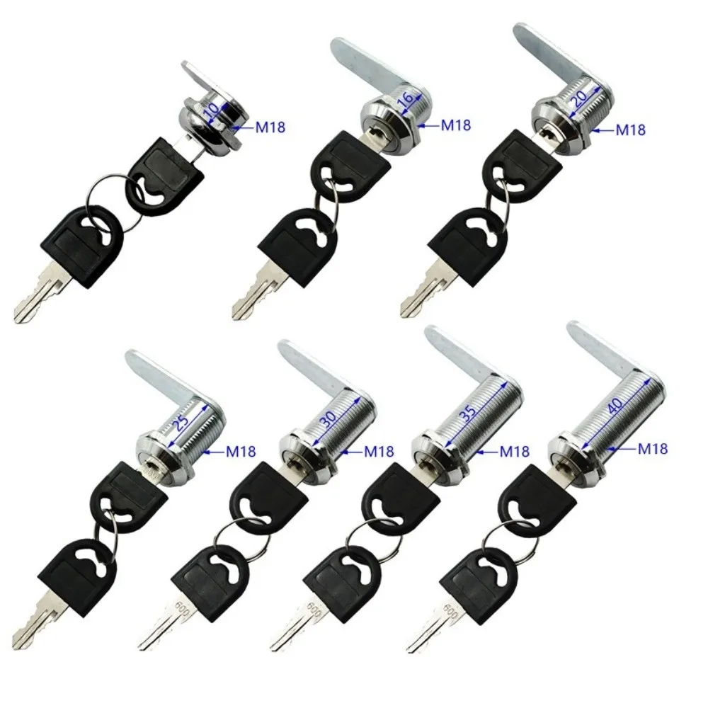 Practical 16/20/25/30mm Cam Lock Metal Cabinet Easy Replacement Door Lock Silver with 2 Keys Locker Lock Cabinet