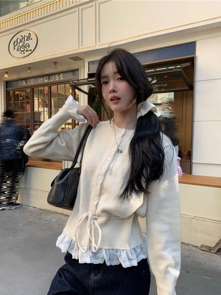 Pulls pulls Cardigans femmes Cardigan Y2k femme Modal groupe de Rock graphique ourlet asymétrique Concert Festival scène Performance